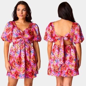 Buddy Love Hannah Mini Dress Floral Satin Dress Size Large NWT Flowers Corset